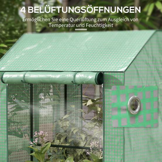Serre de jardin acier et PE pour potager double espace culture 100x80x150cm vert - ComfortXL Outdoor Living - Image 8