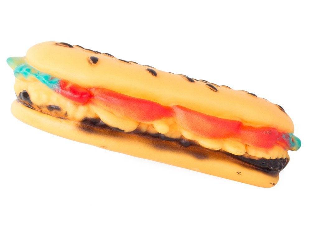 Objet pour chien grinçant à mâcher en caoutchouc hamburger - Image 3