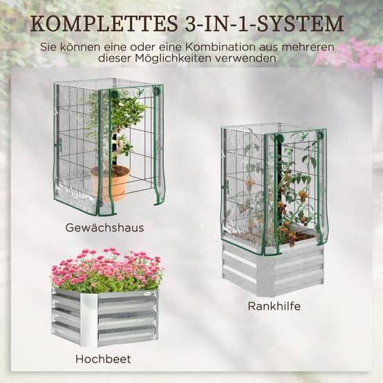 ComfortXL - Carré potager serre acier galvanisé avec treillis et housse 53x53x90cm argent vert - ComfortXL Outdoor Living - Image 6