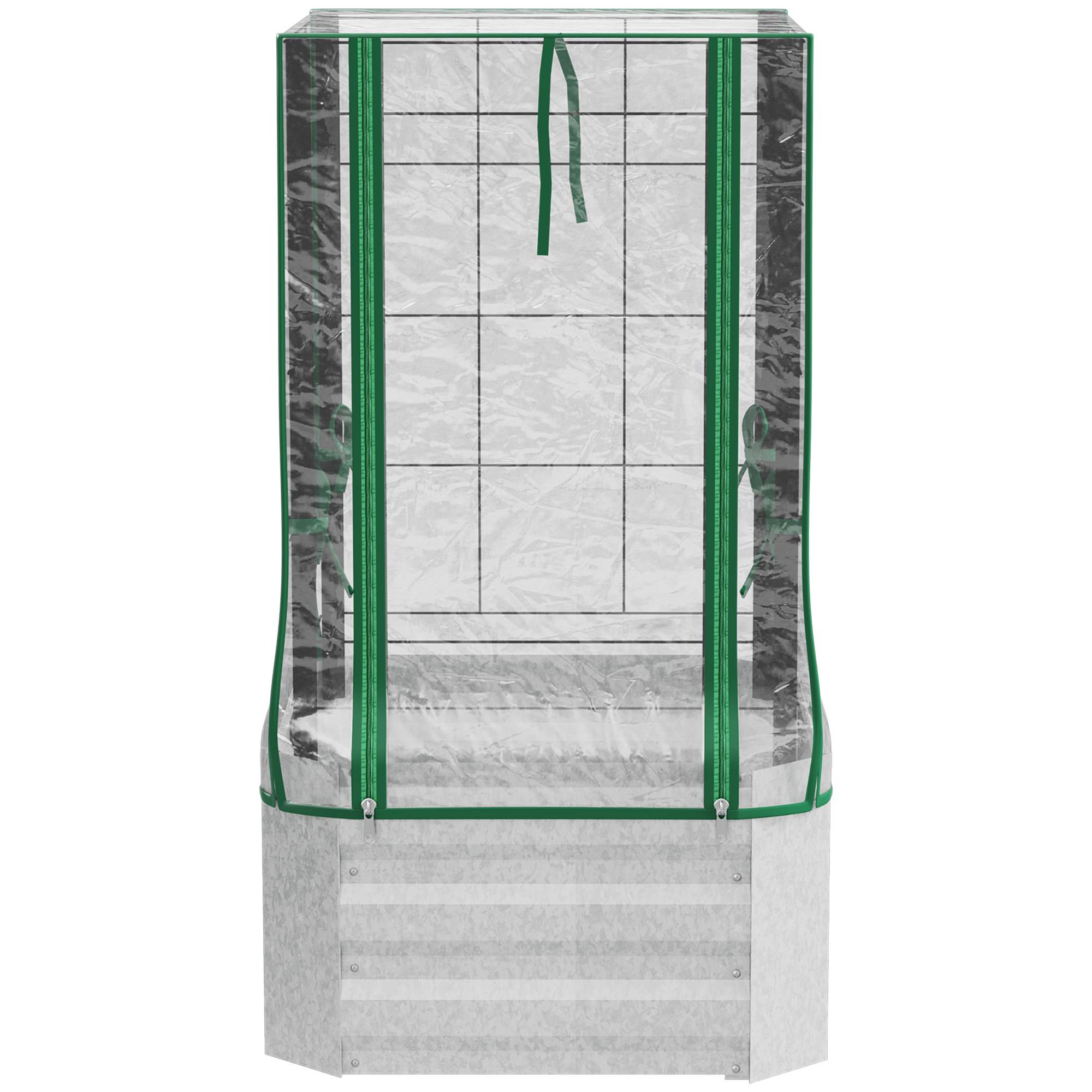 ComfortXL - Carré potager serre acier galvanisé avec treillis et housse 53x53x90cm argent vert - ComfortXL Outdoor Living - Image 2