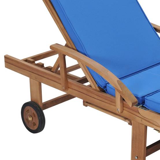 Helloshop26 - Lot de 2 transats chaise longue bain de soleil lit de jardin terrasse meuble d'extérieur avec coussins bois de teck solide bleu - Imagen 7