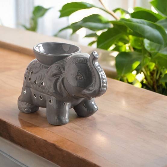 Brûle-Parfum Céramy Éléphant gris - Objet artisanal -Brûleur Fondant parfumé - Figurine Éléphant - 45 ml - H 13cm – Zen'Arôme - Image 10