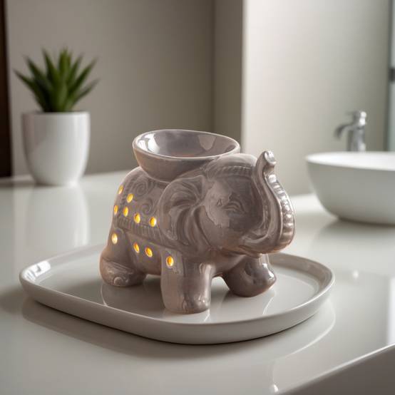 Brûle-Parfum Céramy Éléphant gris - Objet artisanal -Brûleur Fondant parfumé - Figurine Éléphant - 45 ml - H 13cm – Zen'Arôme - Image 7