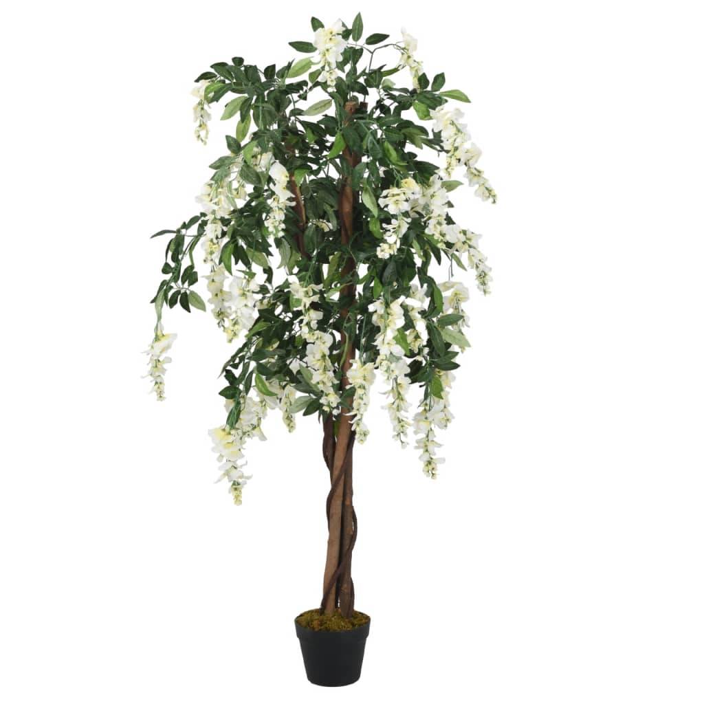 PANGIVO - Glycine artificielle bois et textile vert et blanc 180 cm - PANGIVO