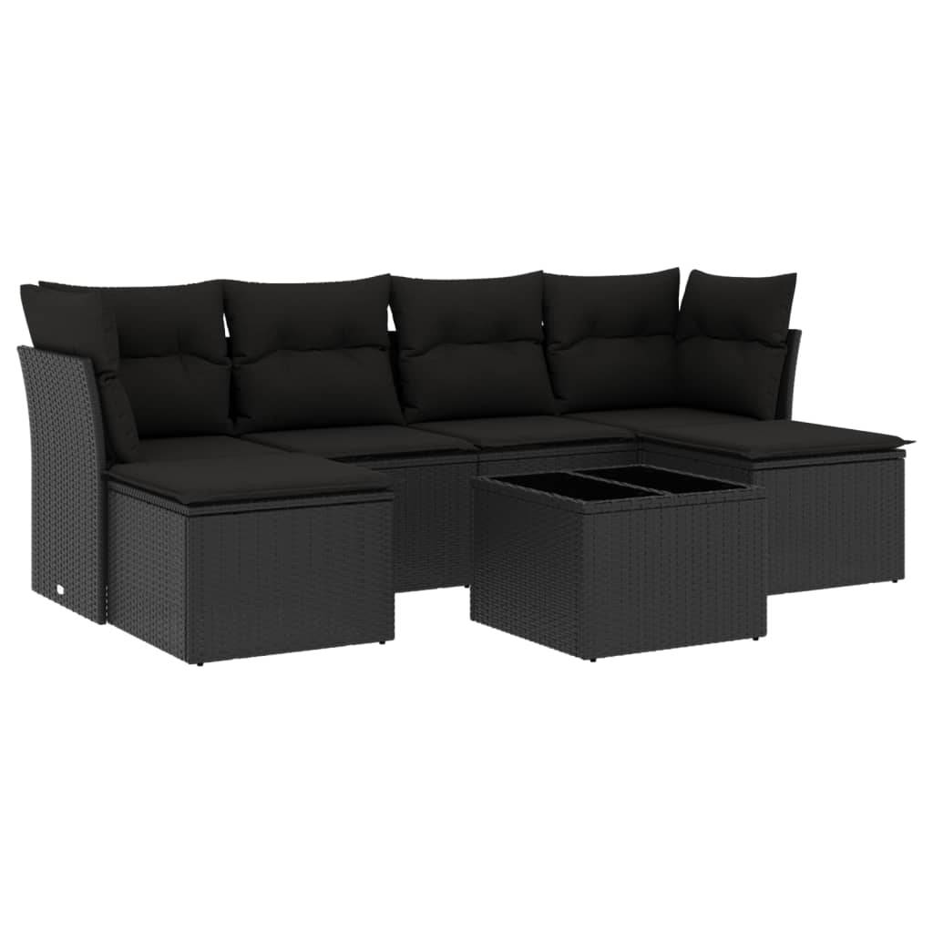 Salon de jardin bas 7 pièces en résine tressée modulable pour détente extérieure Tout Noir – ComfortXL Outdoor Living - Imagen 2