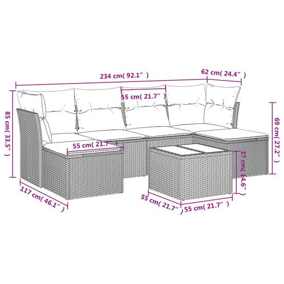 Salon de jardin bas 7 pièces en résine tressée modulable pour détente extérieure Tout Noir – ComfortXL Outdoor Living - Imagen 3