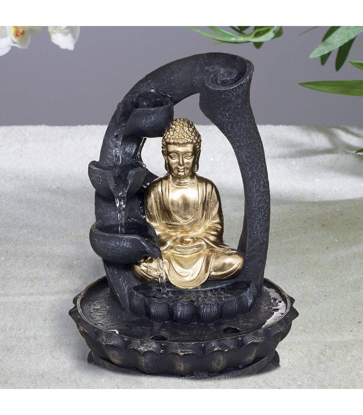 Fontaine à eau Bouddha en résine Dorée  D 20 x H 27 cm - Imagen 2