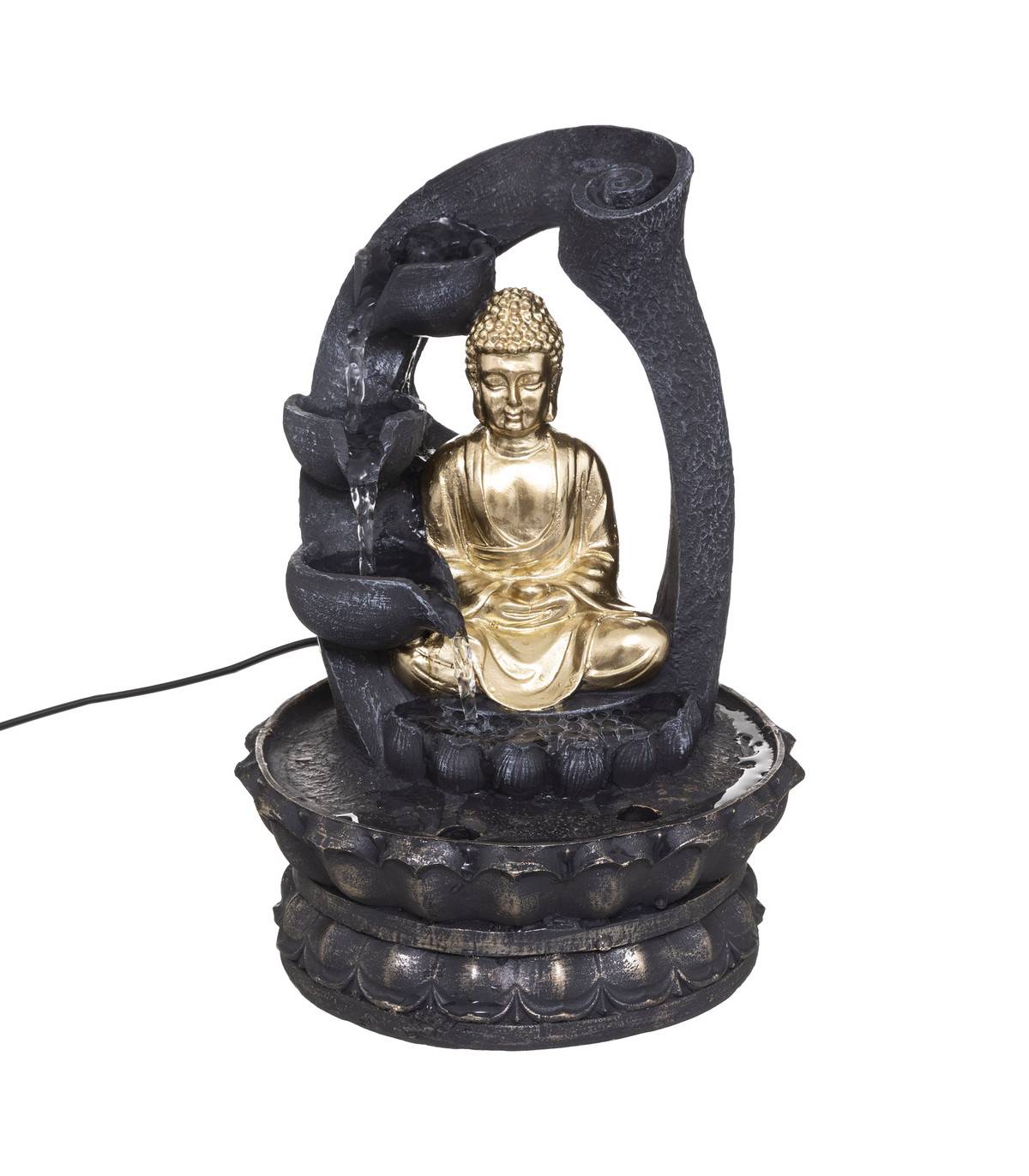 Fontaine à eau Bouddha en résine Dorée  D 20 x H 27 cm - Imagen 1