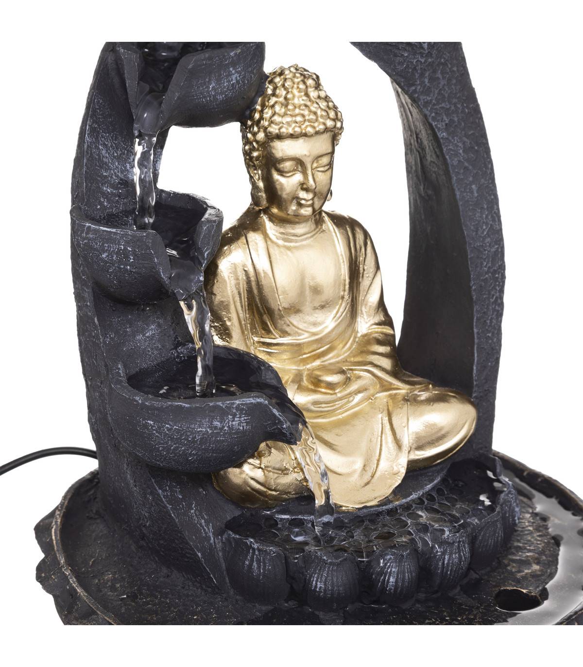 Fontaine à eau Bouddha en résine Dorée  D 20 x H 27 cm - Imagen 3