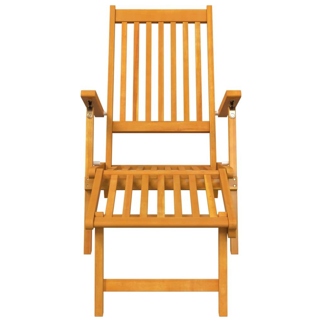 Helloshop26 - Lot de deux chaise longue transat d'extérieur avec repose-pieds acacia solide - Imagen 3