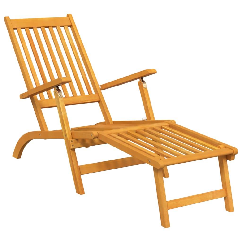 Helloshop26 - Lot de deux chaise longue transat d'extérieur avec repose-pieds acacia solide - Imagen 2