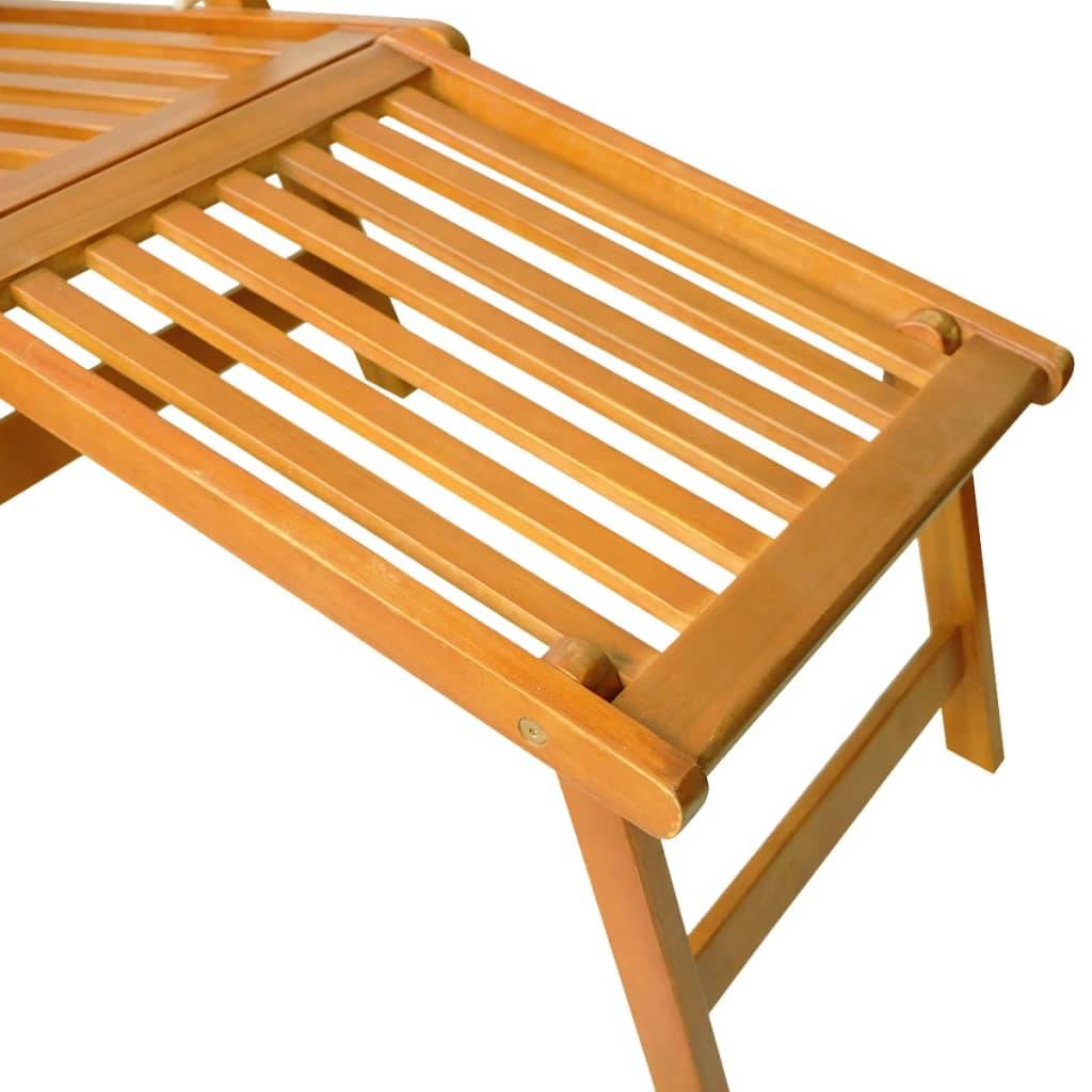 Helloshop26 - Lot de deux chaise longue transat d'extérieur avec repose-pieds acacia solide - Imagen 5
