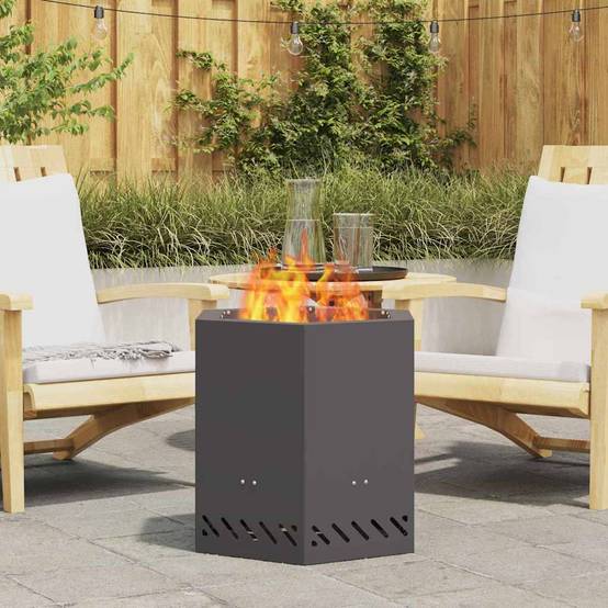 ComfortXL - Braséro hexagonal sans fumée en acier design moderne pour jardin terrasse Noir 48 cm – ComfortXL Outdoor Living - Image 1