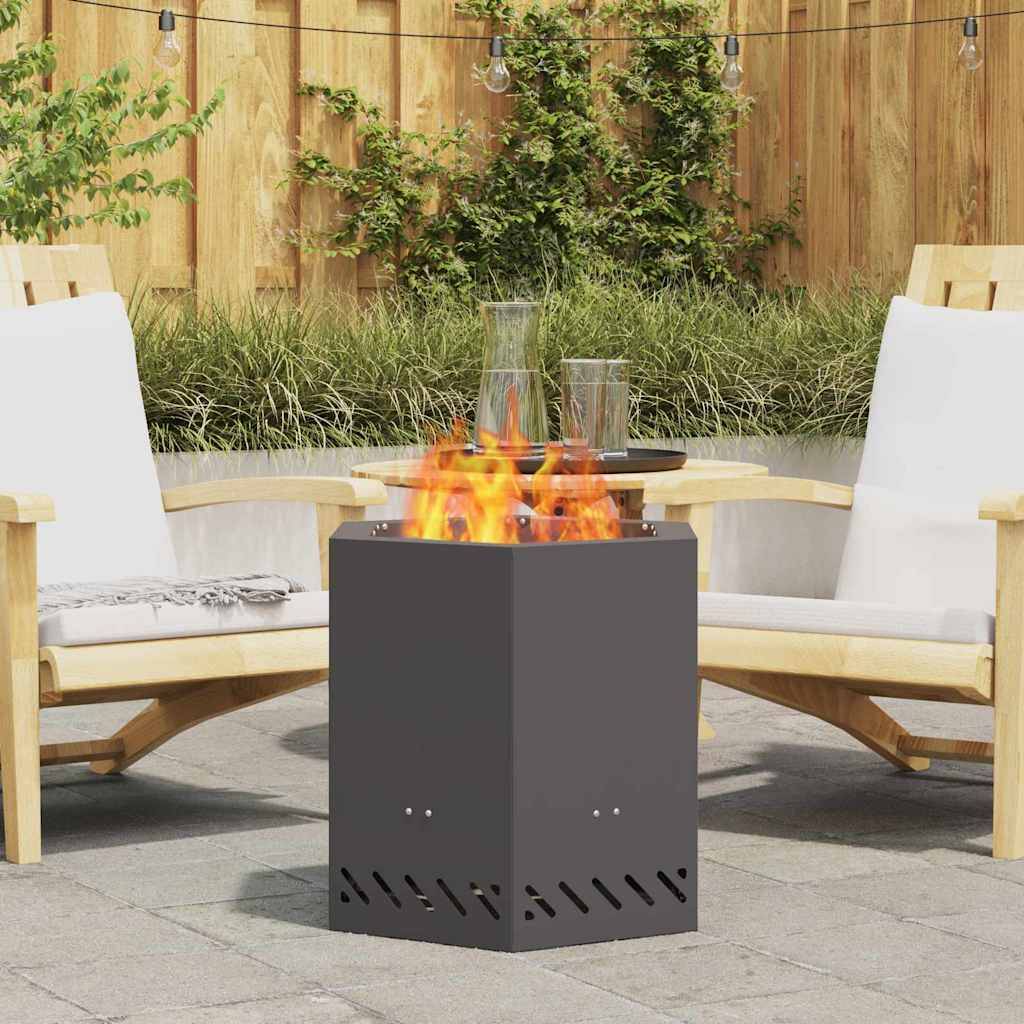 ComfortXL - Braséro hexagonal sans fumée en acier design moderne pour jardin terrasse Noir 48 cm – ComfortXL Outdoor Living - Image 1