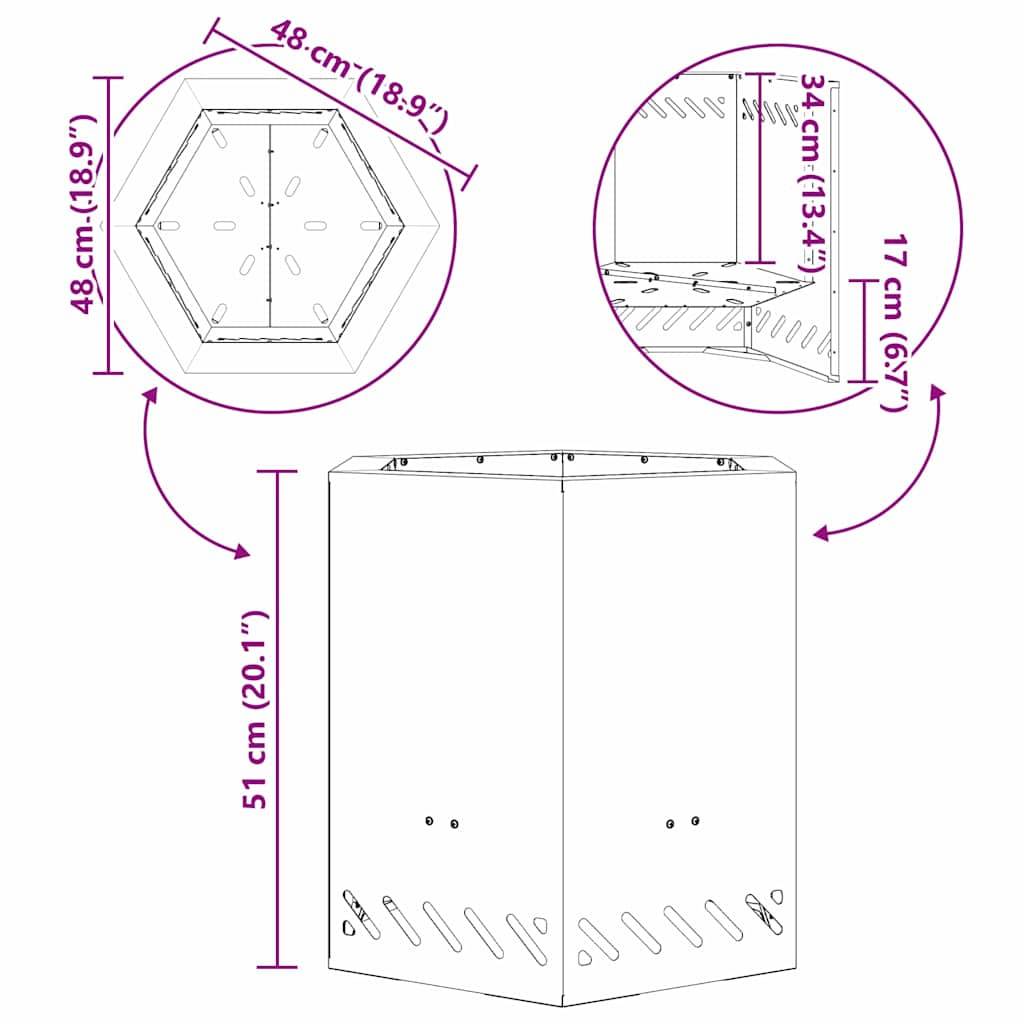 ComfortXL - Braséro hexagonal sans fumée en acier design moderne pour jardin terrasse Noir 48 cm – ComfortXL Outdoor Living - Image 6