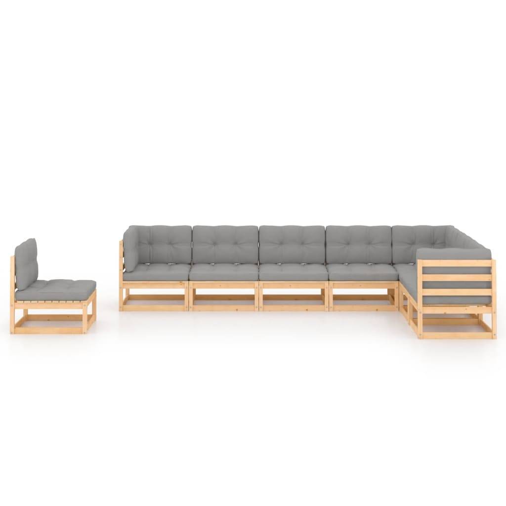 Helloshop26 - Salon de jardin meuble d'extérieur ensemble de mobilier 8 pièces avec coussins bois de pin massif - Imagen 1