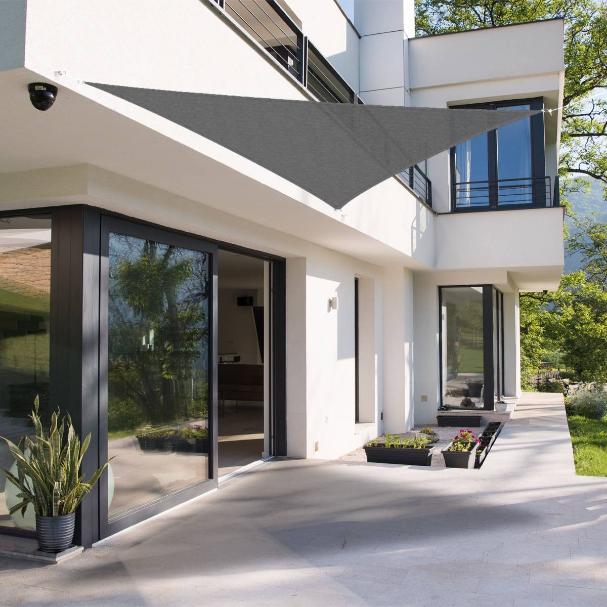 Ecd-Germany - Voile d'ombrage protection UV solaire toile tendue parasol traigulaire 3,6m gris - Imagen 10