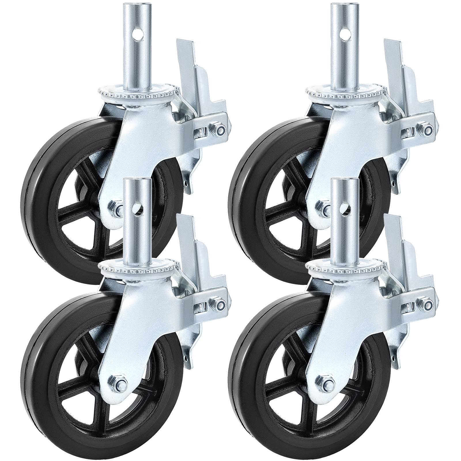 VEVOR Roulettes pivotantes polyuréthane, 8 po, frein double, charge 1100 lb/roue. - Image 8