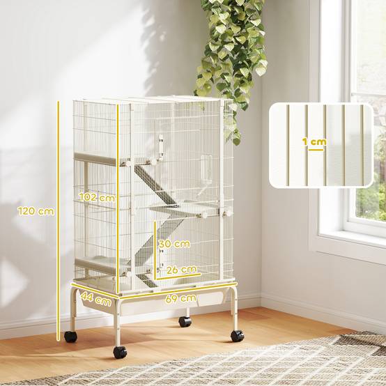 Cage pour petits animaux acier beige 69 x 44 x 120 cm - PANGIVO - Image 5