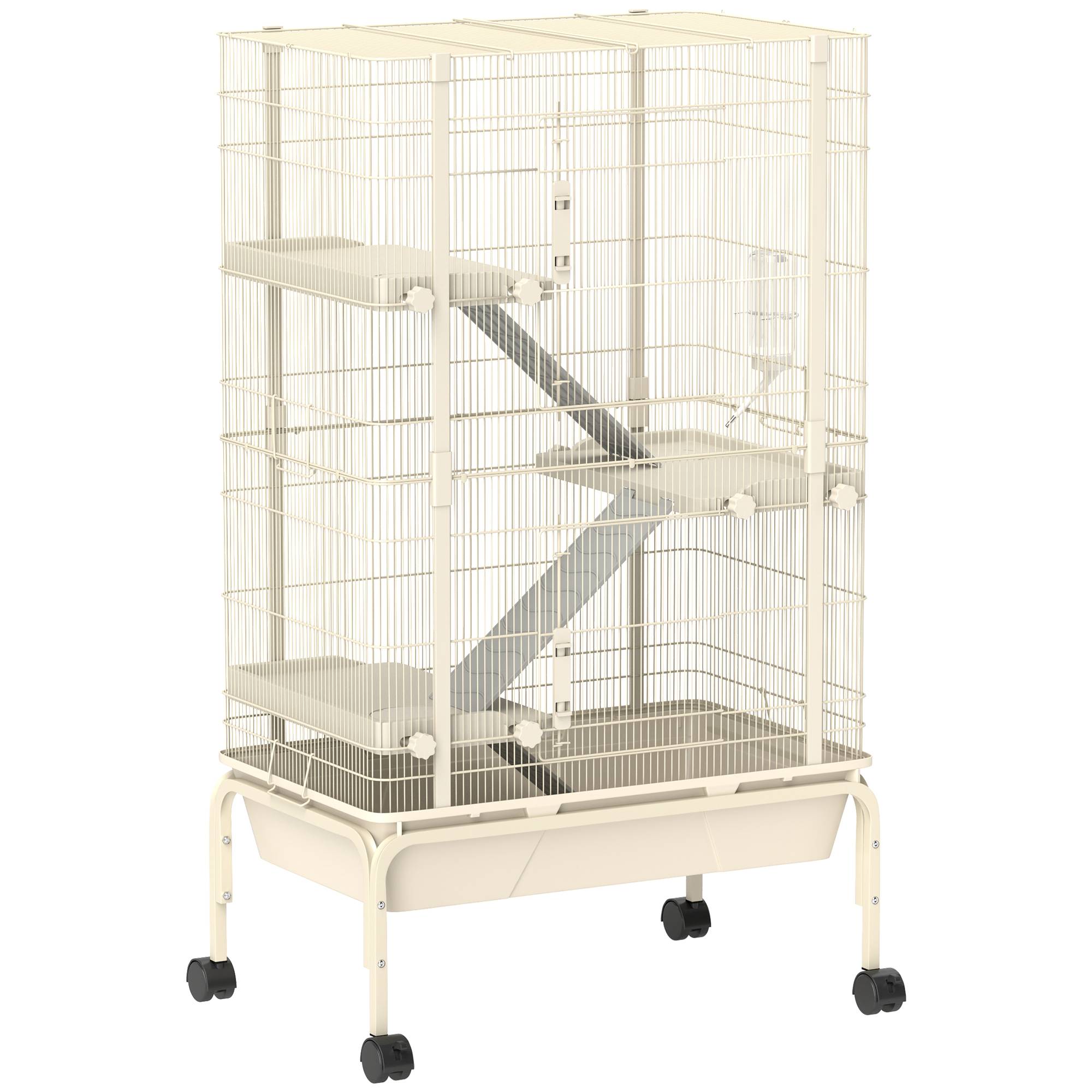 Cage pour petits animaux acier beige 69 x 44 x 120 cm - PANGIVO - Image 2