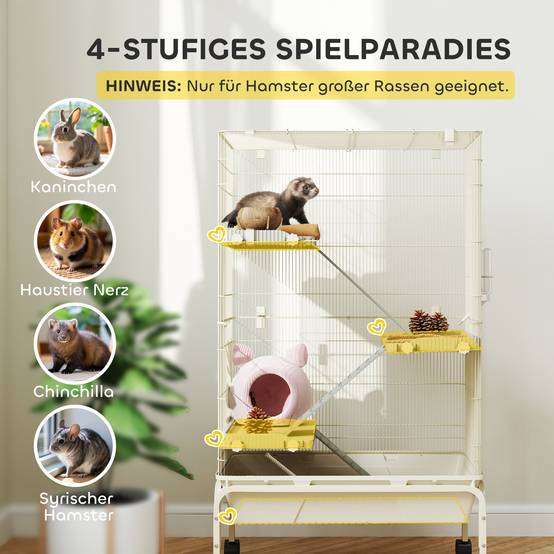 Cage pour petits animaux acier beige 69 x 44 x 120 cm - PANGIVO - Image 6
