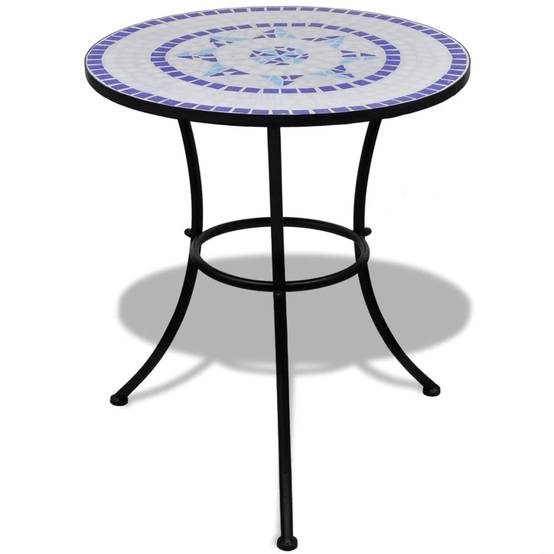 Salon de Jardin 2 Personnes Mosaïque Céramique pour Balcon Terrasse Bleu Blanc – ComfortXL Outdoor Living - Image 2