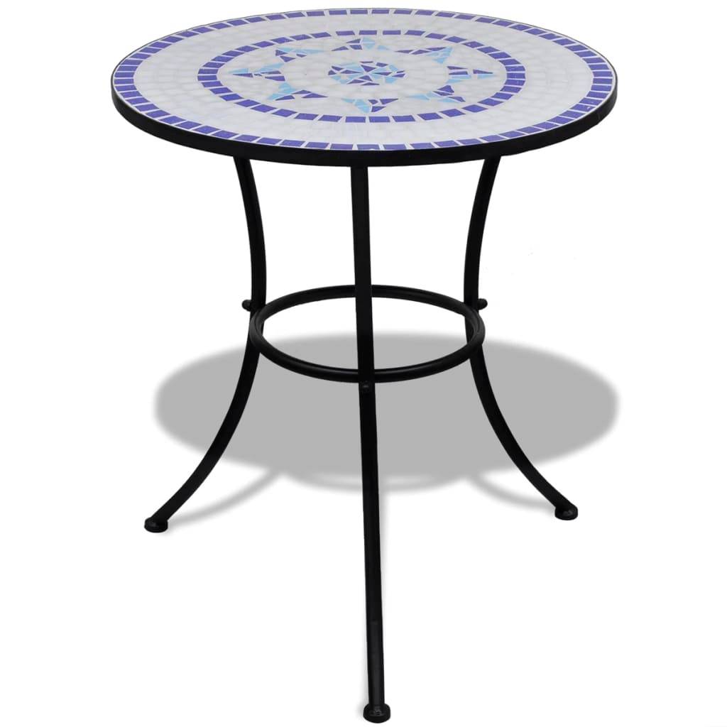 Salon de Jardin 2 Personnes Mosaïque Céramique pour Balcon Terrasse Bleu Blanc – ComfortXL Outdoor Living - Image 2