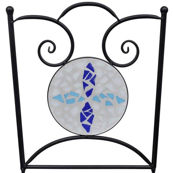 Salon de Jardin 2 Personnes Mosaïque Céramique pour Balcon Terrasse Bleu Blanc – ComfortXL Outdoor Living - Image 8
