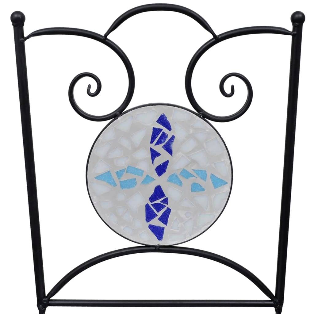 Salon de Jardin 2 Personnes Mosaïque Céramique pour Balcon Terrasse Bleu Blanc – ComfortXL Outdoor Living - Image 8