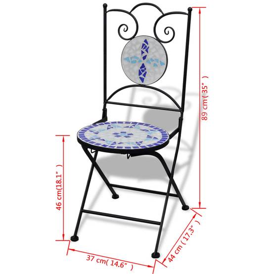 Salon de Jardin 2 Personnes Mosaïque Céramique pour Balcon Terrasse Bleu Blanc – ComfortXL Outdoor Living - Image 3