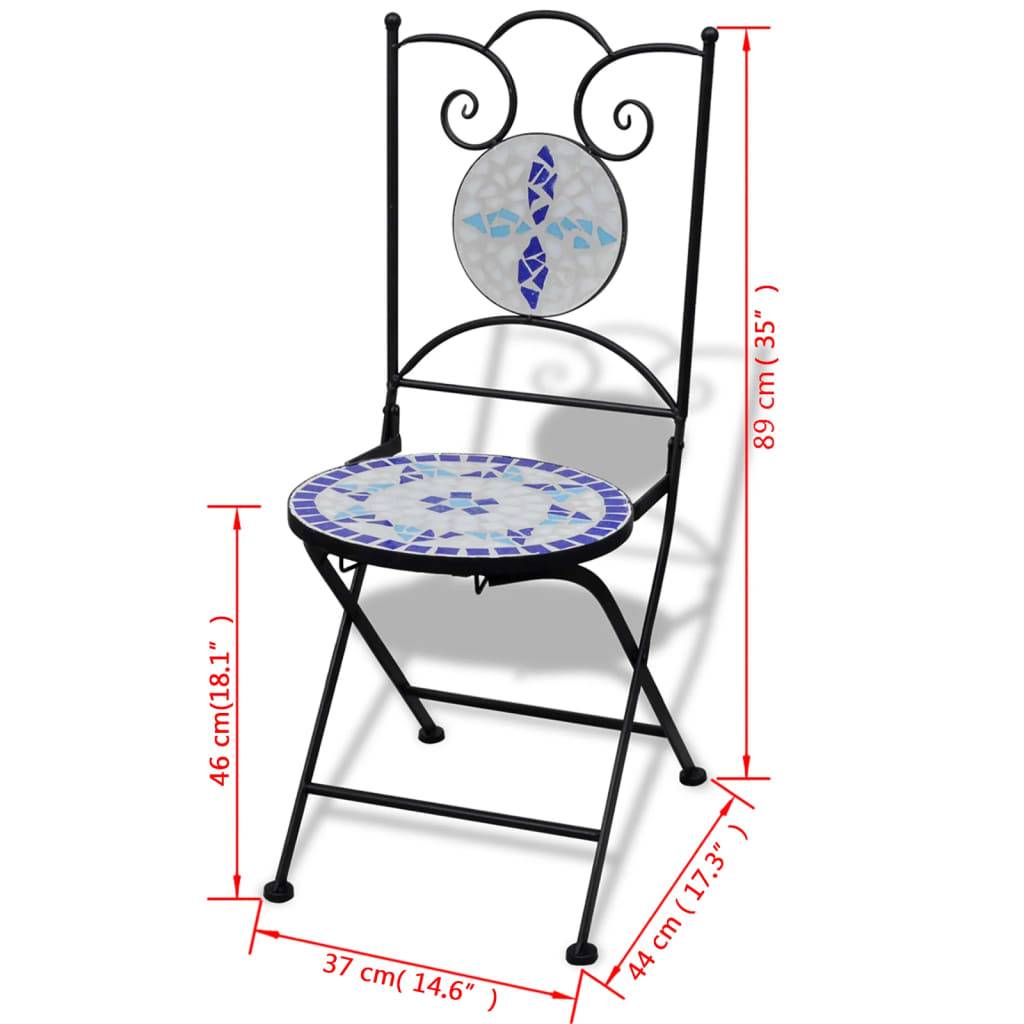 Salon de Jardin 2 Personnes Mosaïque Céramique pour Balcon Terrasse Bleu Blanc – ComfortXL Outdoor Living - Image 3