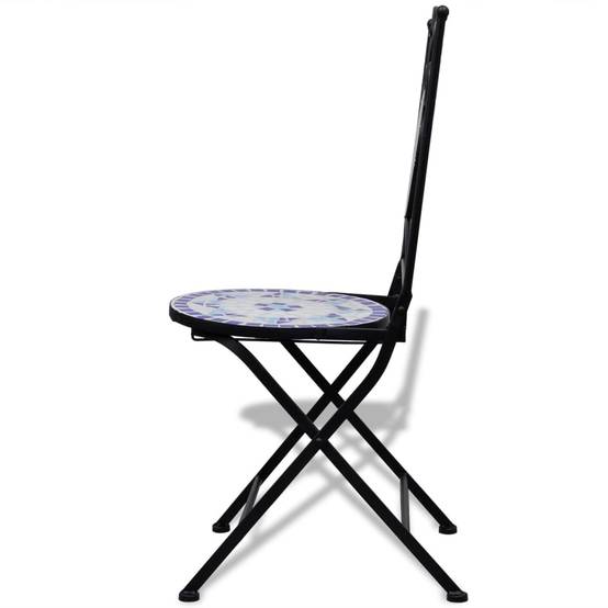 Salon de Jardin 2 Personnes Mosaïque Céramique pour Balcon Terrasse Bleu Blanc – ComfortXL Outdoor Living - Image 7