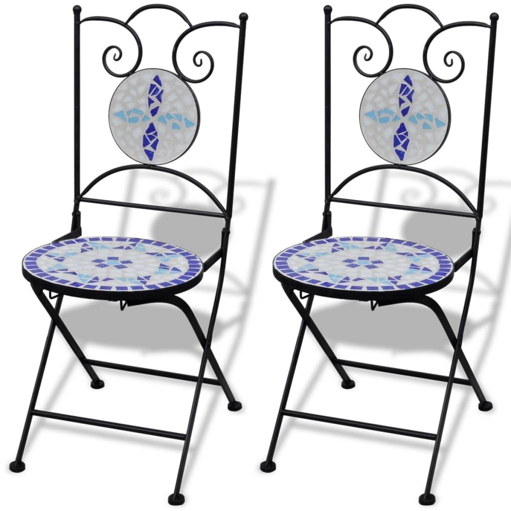 Salon de Jardin 2 Personnes Mosaïque Céramique pour Balcon Terrasse Bleu Blanc – ComfortXL Outdoor Living - Image 6