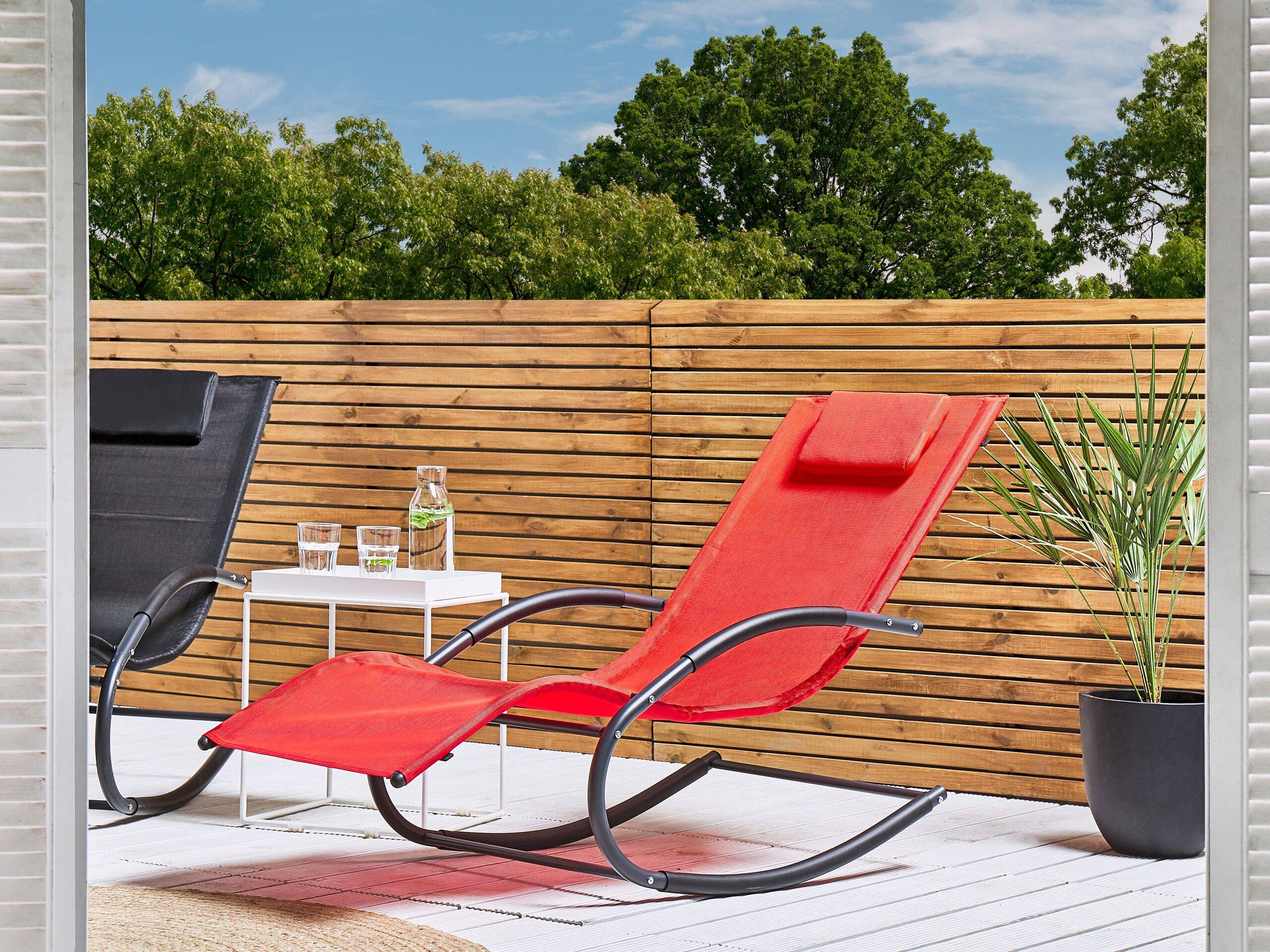 Beliani - Chaise longue Acier Rouge CARANO II - Beliani - Imagen 1