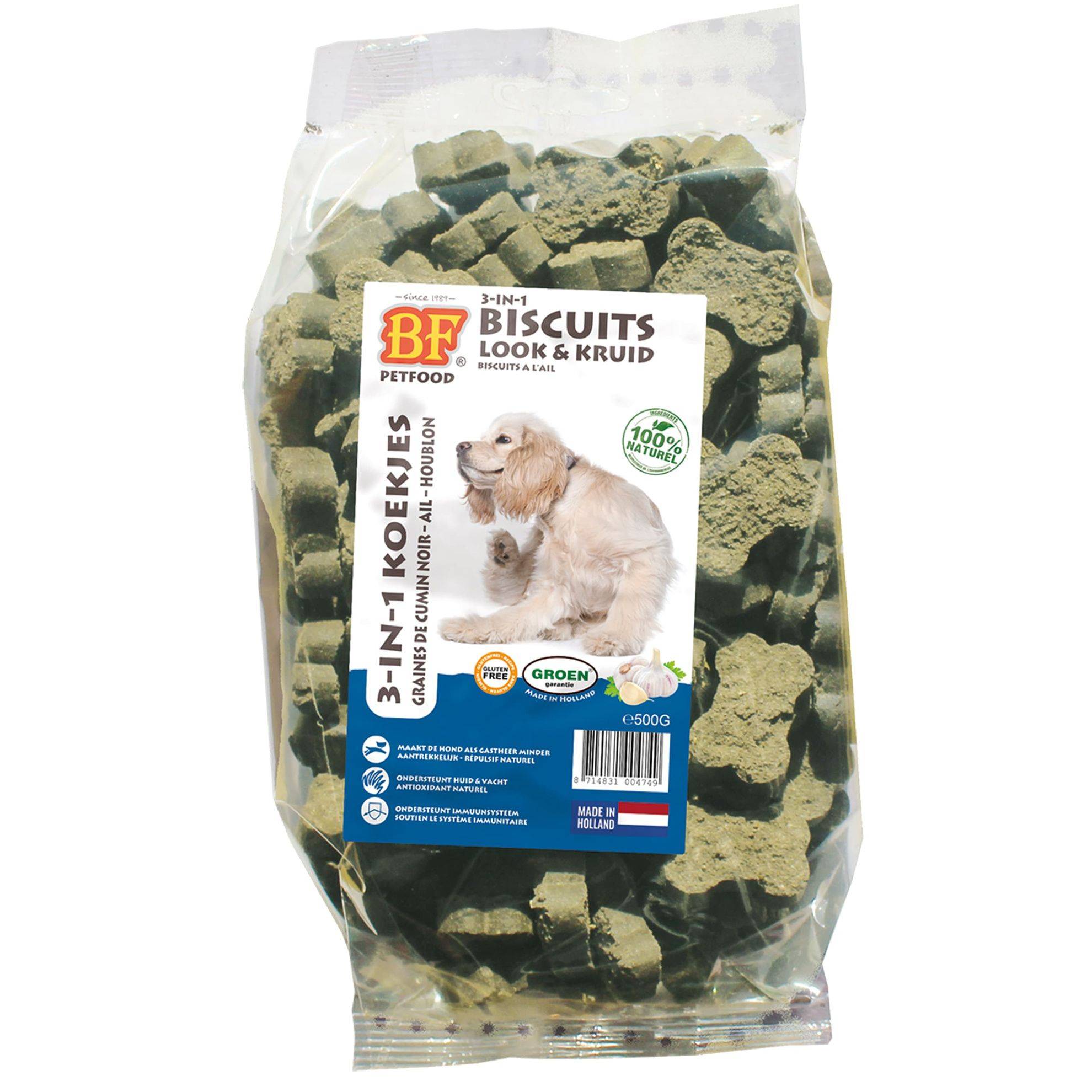 Biscuit à l'ail 3 en 1 puces et tiques : 500g BIOFOOD