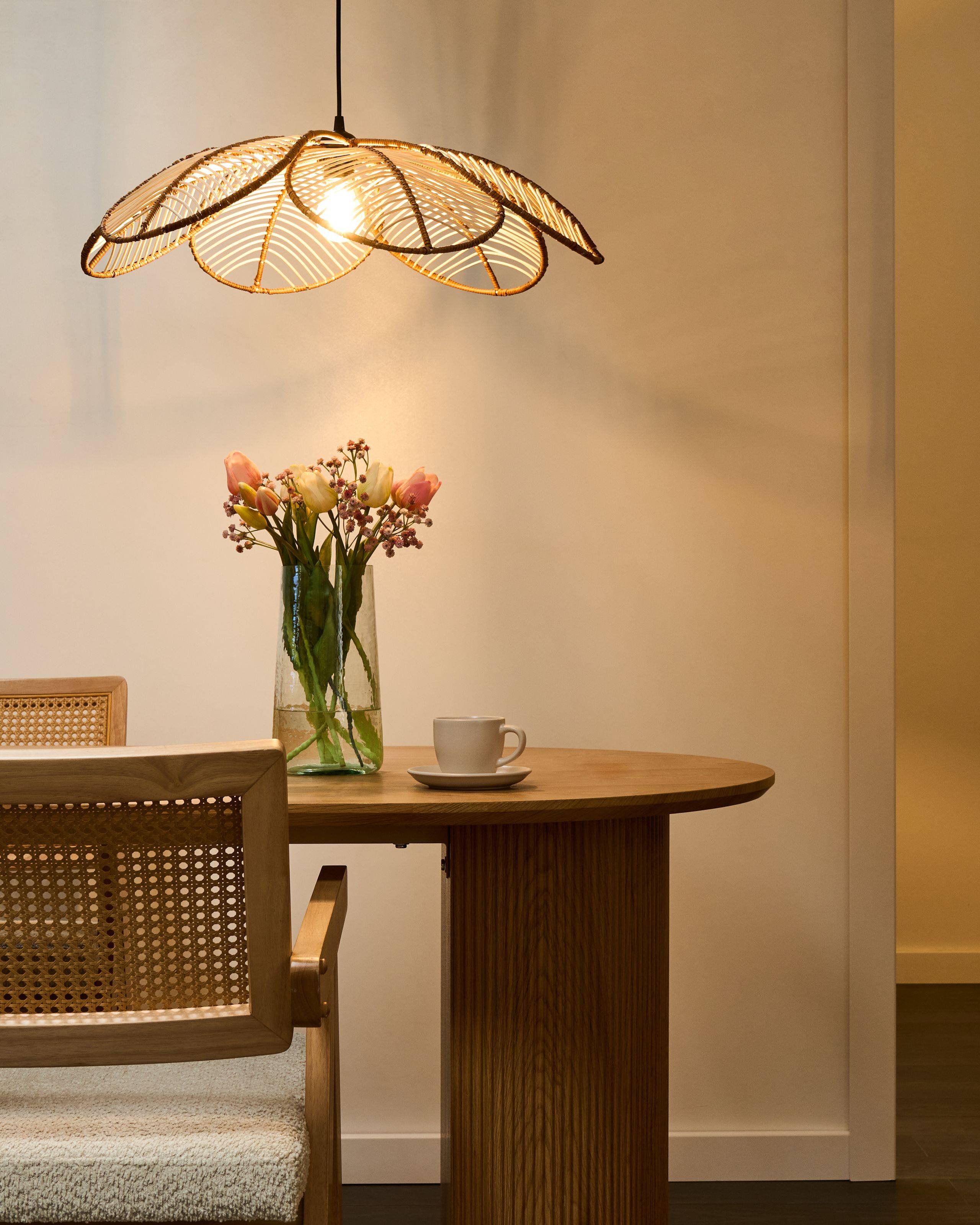 Beliani - Lampe suspension Rotin Naturel NIGUA - 66x66x130- Beliani - Image 1