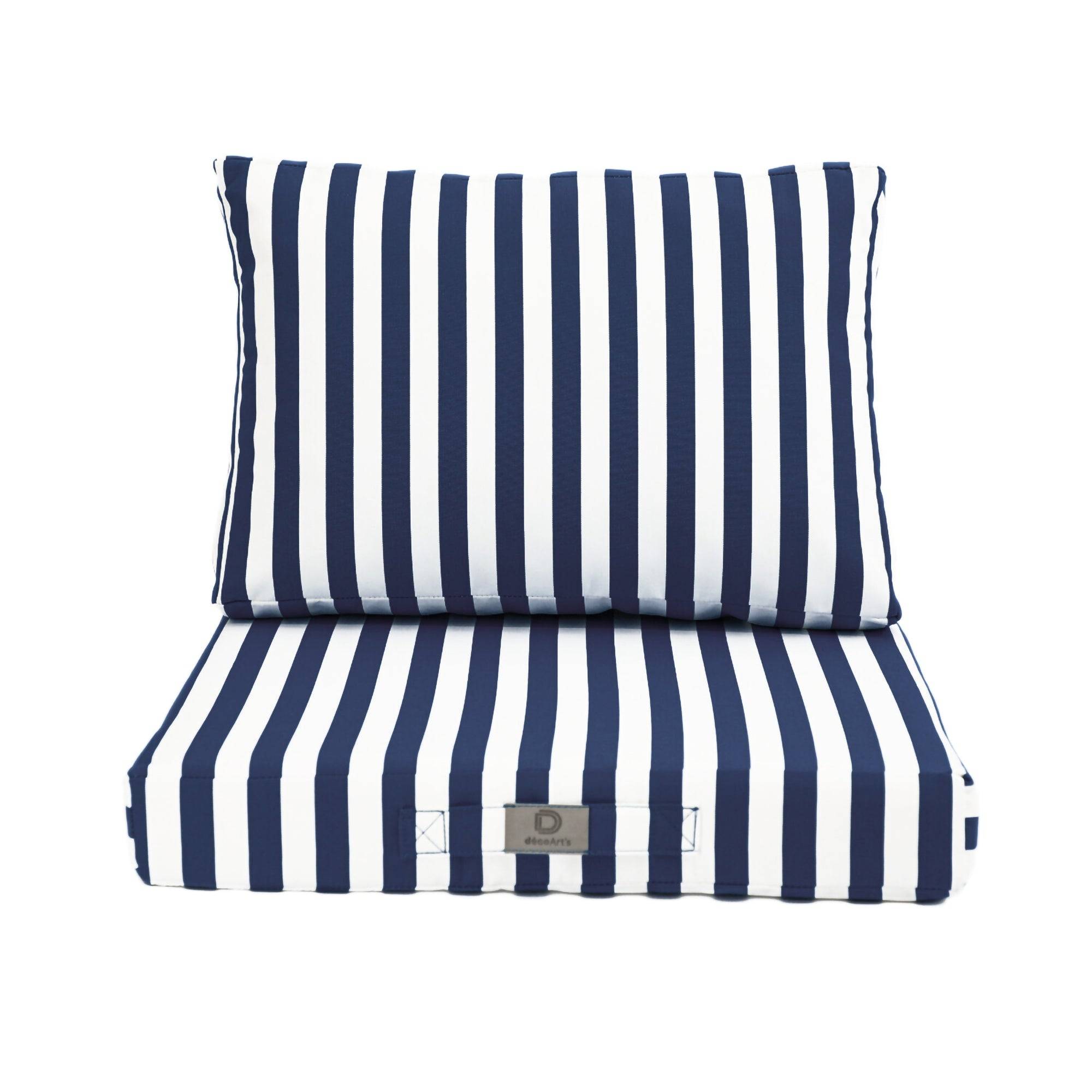 Coussins pour salon de jardin déhoussable 50x50cm Rayure bleu marine - Déco arts - Image 3