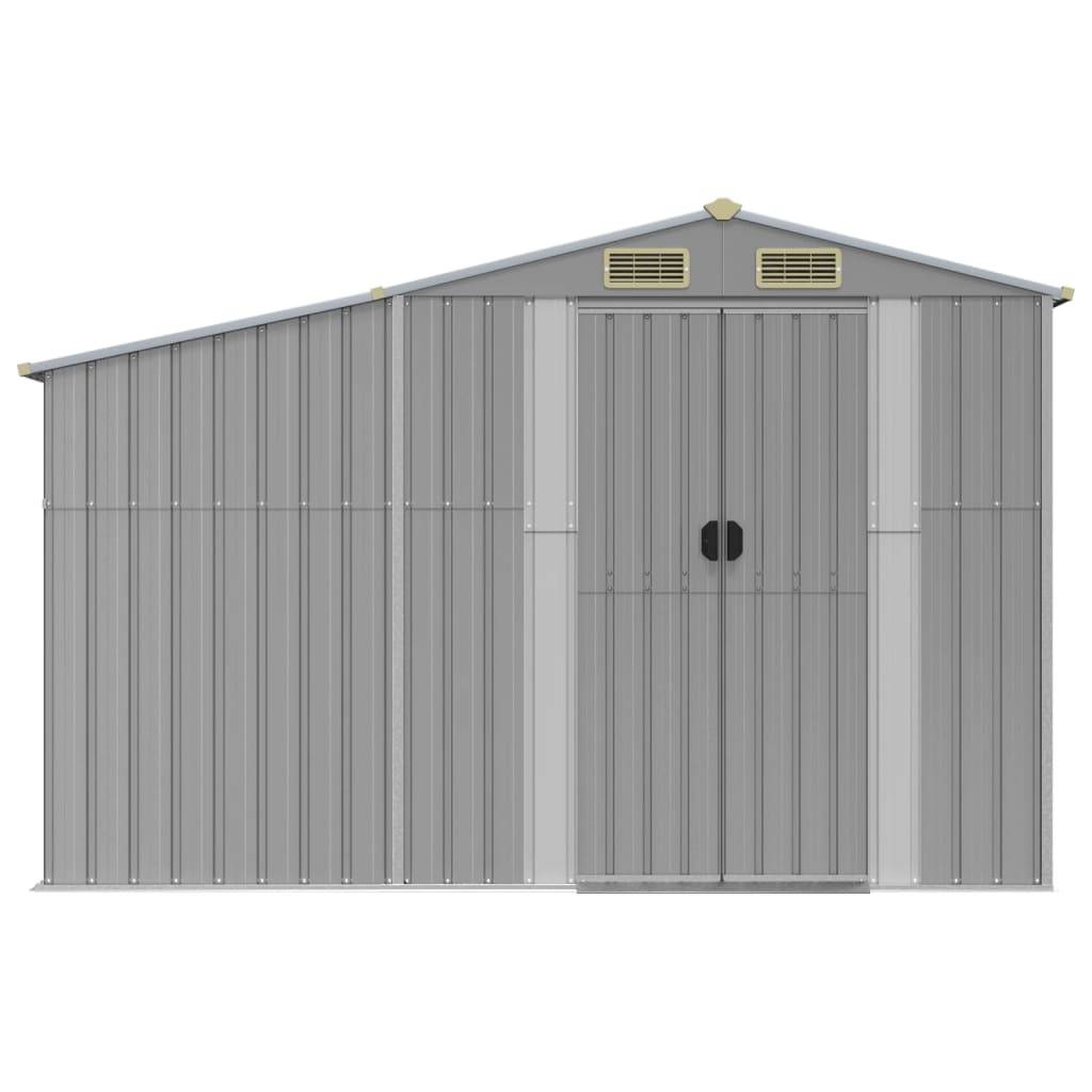 Helloshop26 - Abri de jardin cabane cabanon maison de stockage remise extérieur hangar outils robuste 277 x 365,5 x 179 cm acier galvanisé gris - Imagen 3