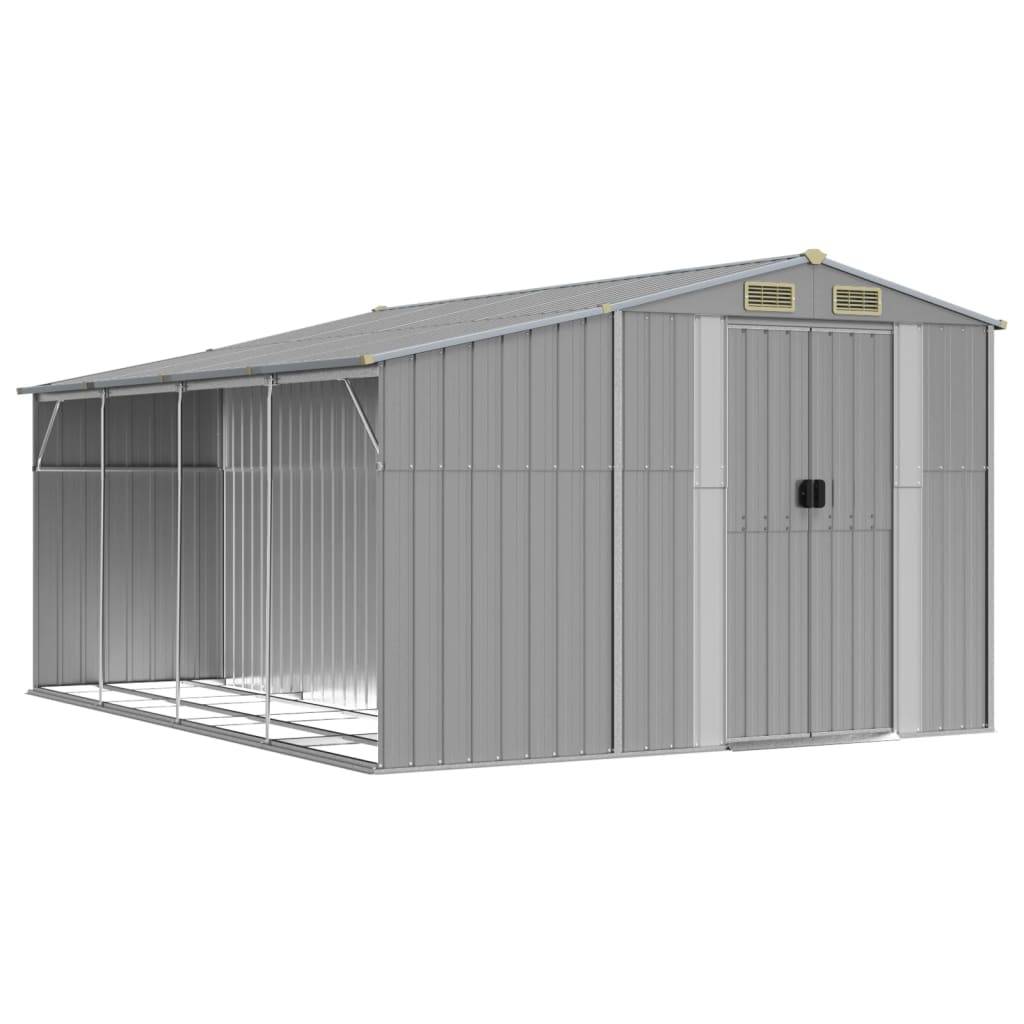 Helloshop26 - Abri de jardin cabane cabanon maison de stockage remise extérieur hangar outils robuste 277 x 365,5 x 179 cm acier galvanisé gris - Imagen 1