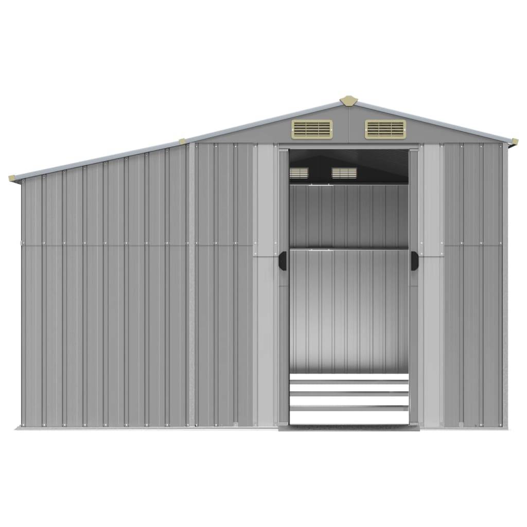 Helloshop26 - Abri de jardin cabane cabanon maison de stockage remise extérieur hangar outils robuste 277 x 365,5 x 179 cm acier galvanisé gris - Imagen 4