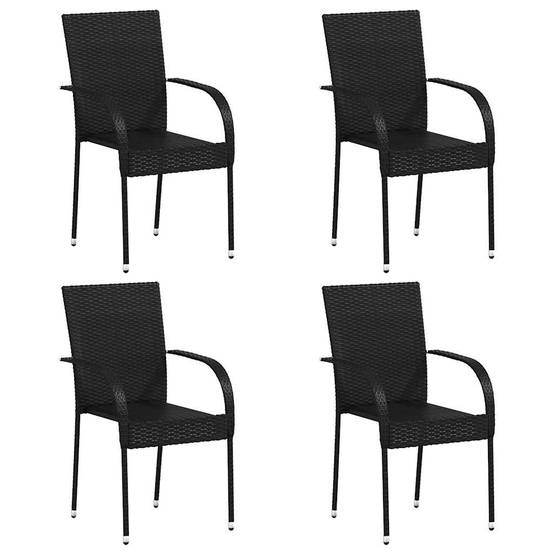 Chaise bois composite 4 places rotin noir 55,5 x 53,5 x 95 cm - Prolenta premium p3116.9 - Image 1