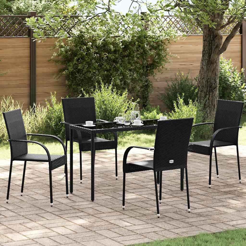 Chaise bois composite 4 places rotin noir  55,5 x 53,5 x 95 cm  - Prolenta premium  p3116.9 - Image 2