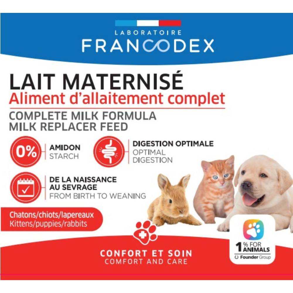 Francodex - Leche maternizada completa 350 g para cachorro, gatito, gazapo - Imagen 2