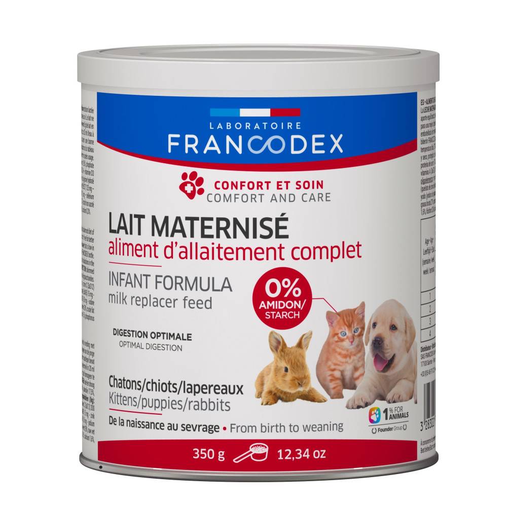Francodex - Leche maternizada completa 350 g para cachorro, gatito, gazapo - Imagen 1