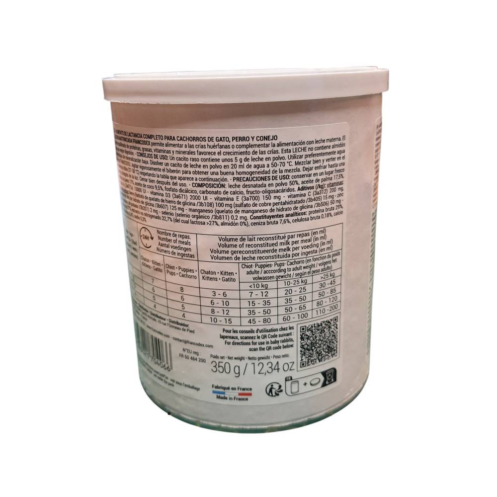 Francodex - Leche maternizada completa 350 g para cachorro, gatito, gazapo - Imagen 5