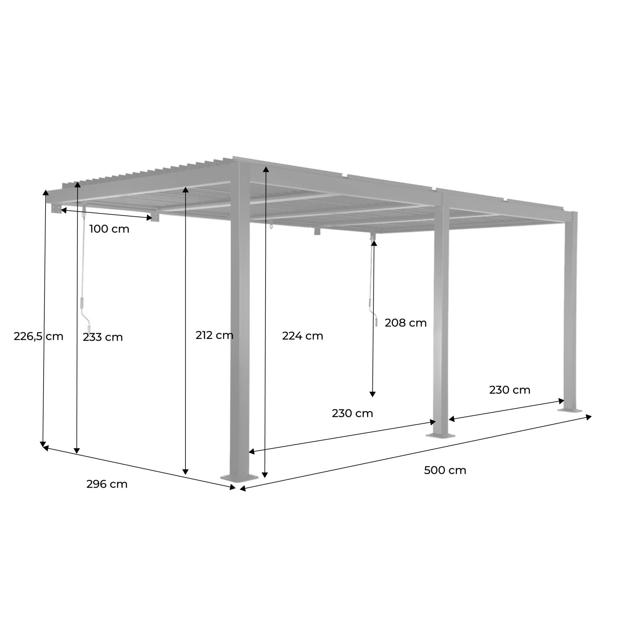 sweeek - Pergola bioclimatique aluminium adossée lames orientables 5x3m anthracite Palace | sweeek - Image 4