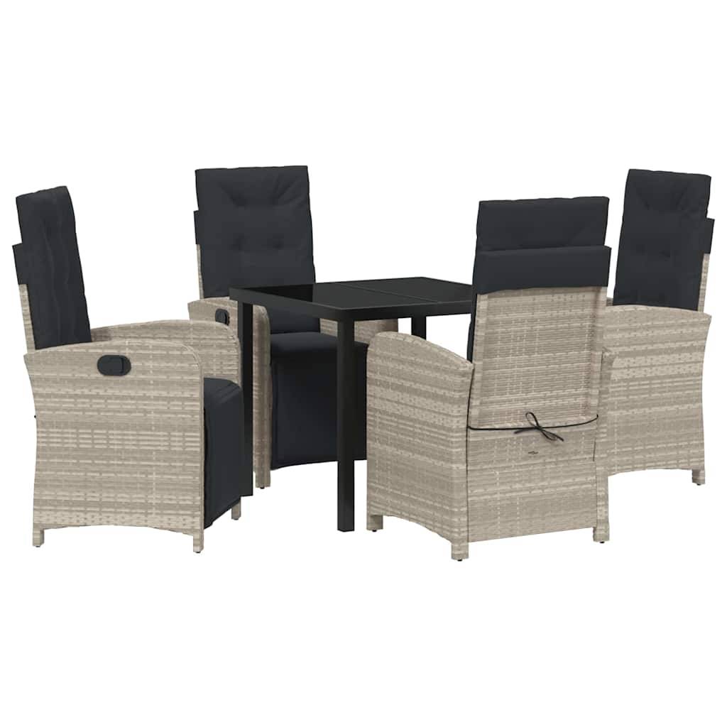 Salon de jardin 4 places Polyrotin Fauteuils confortables à dossier réglable Gris clair – ComfortXL Outdoor Living - Image 2