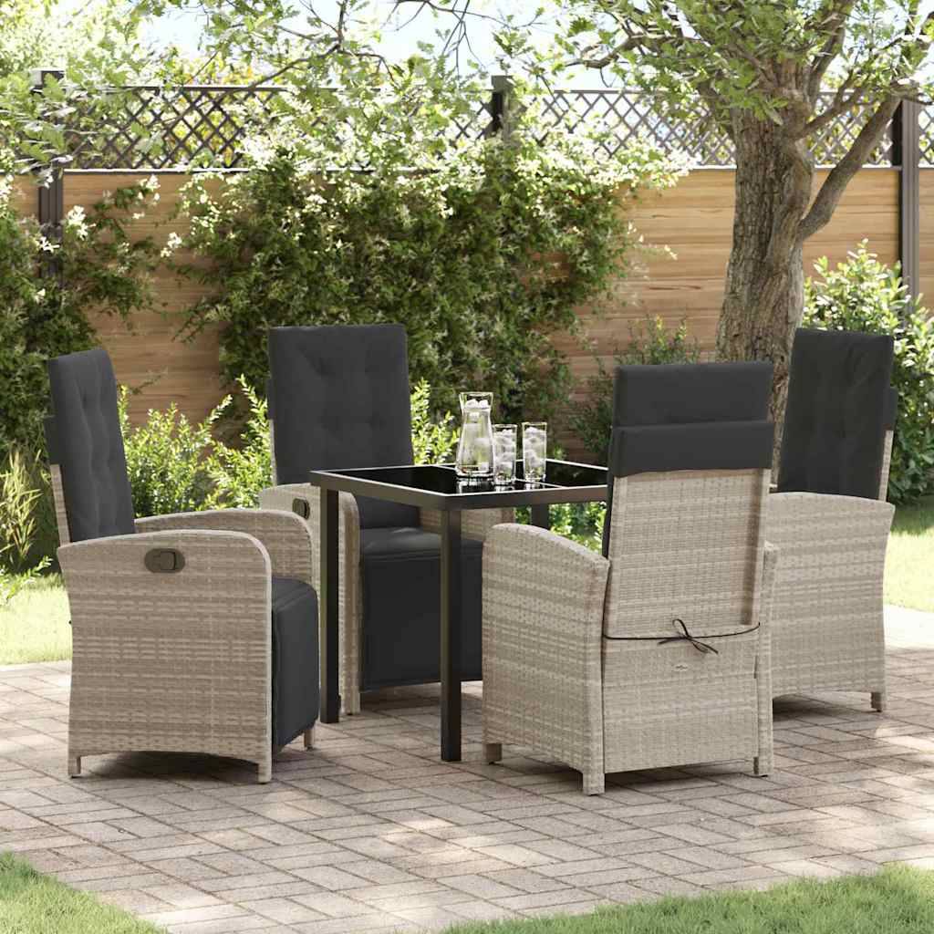 Salon de jardin 4 places Polyrotin Fauteuils confortables à dossier réglable Gris clair – ComfortXL Outdoor Living - Image 1