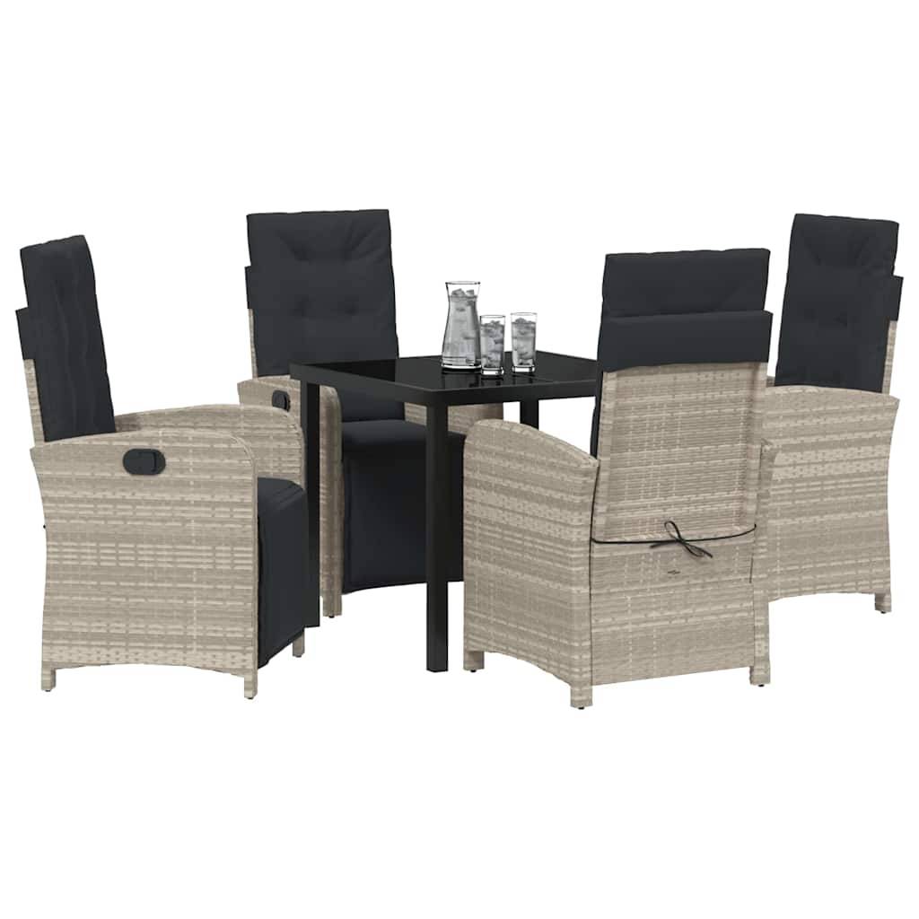 Salon de jardin 4 places Polyrotin Fauteuils confortables à dossier réglable Gris clair – ComfortXL Outdoor Living - Image 3