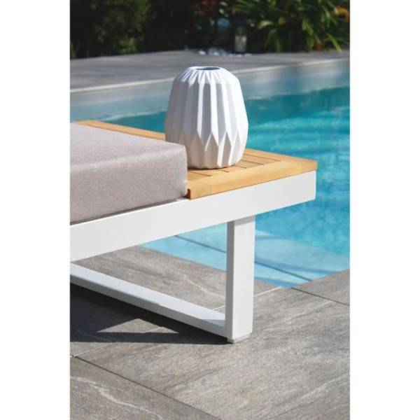 Dcb Garden - Salon de jardin modulable - Aluminium - DCB GARDEN - 4 places - TOKYO - Blanc et bois d'acacia - Image 5